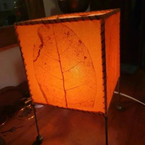 Art Deco Hand Made Accent Lamp  Fabric & Leaves Original - Picture 6 of 10
